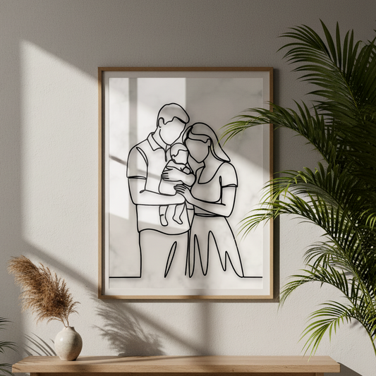 Par holder baby Line Art Plakat