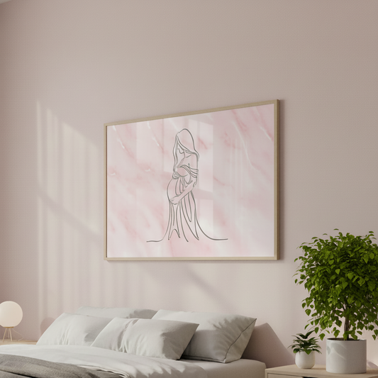 Gravid kvinde Line Art Plakat