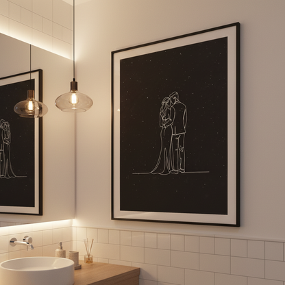 Mand og kvinde bagfra Line Art Plakat