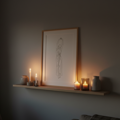 Kvinde poserer Line Art Plakat