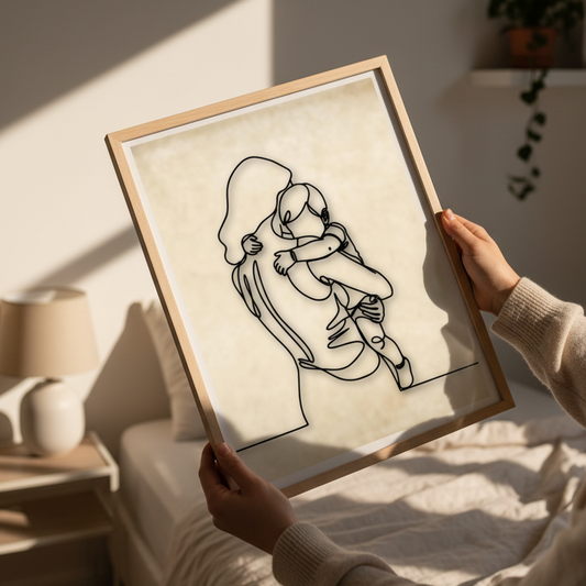 Mor holder barn Line Art Plakat